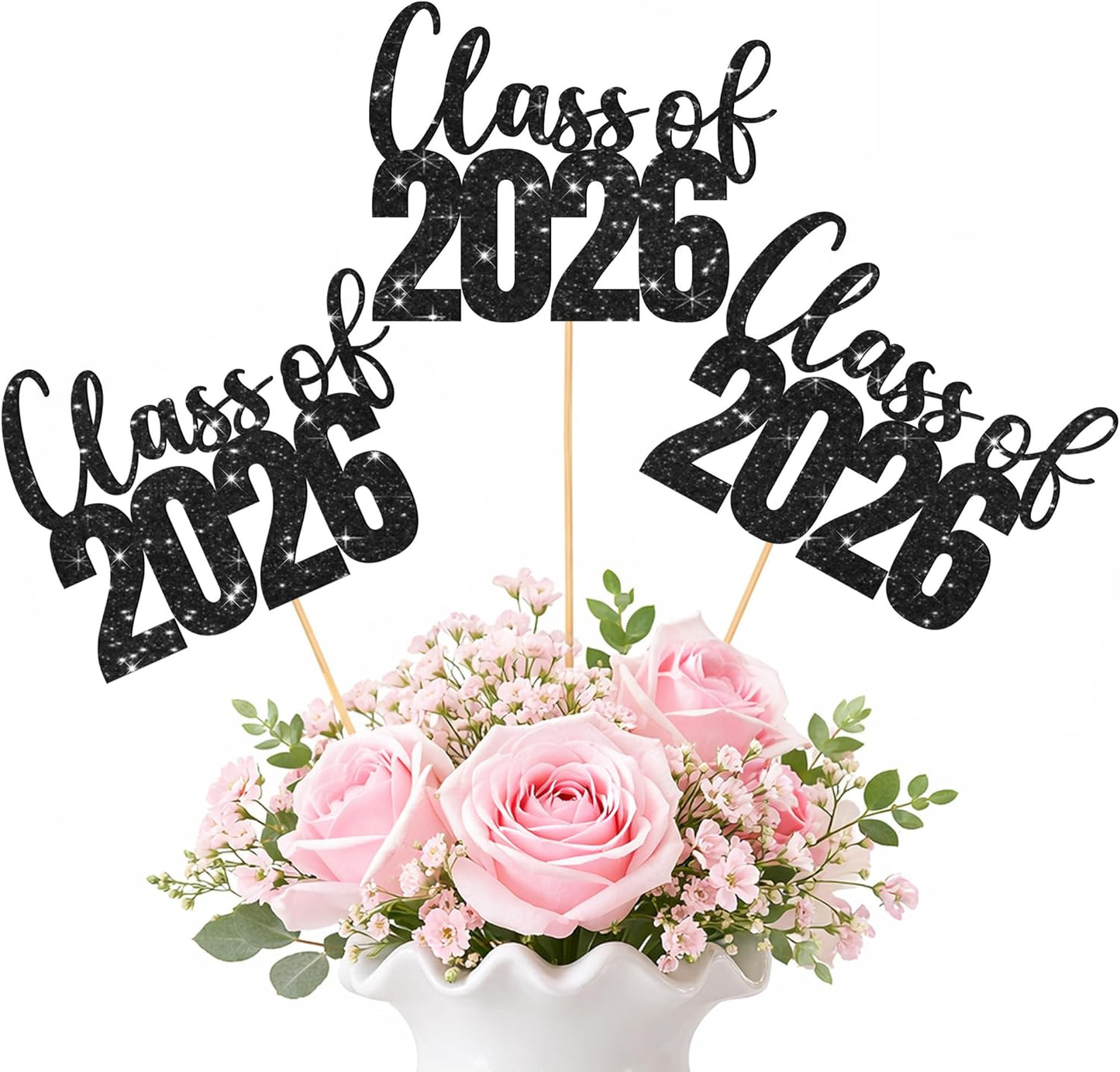 Class of 2026 Centerpieces Sticks for Graduation, 16 Pcs Graduation Decorations Cake Toppers, Graduation Theme Party Decorations Supply(BG)