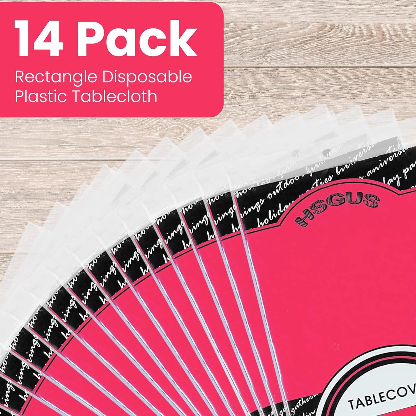 14 Pack Black 54 x 108 in. Rectangle Disposable Plastic Tablecloths - Smooth Decorative Covers for Parties, Weddings