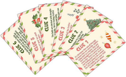 Christmas Scavenger Hunt Game, Christmas Treasure Hunt Clue Cards, Christmas Games for Family Treasure Riddle Hunt Game Activities, Christmas Indoor Outdoor Party Games Supplies