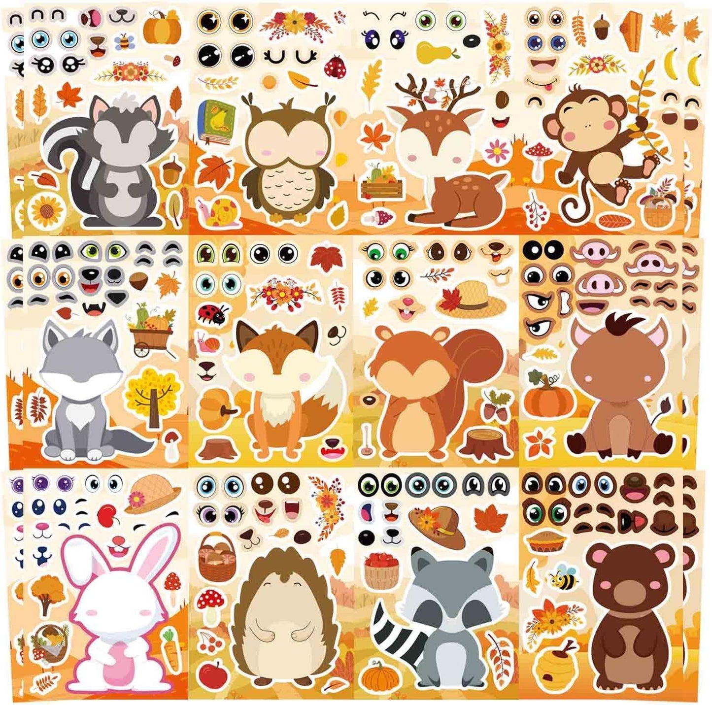 24 Sheets Make a Face Stickers for Kids Toddlers, Make Your Own Animal Mix and Match Sticker Sheets with Sea Animals Horses Dinosaurs Unicorns for Kids Crafts Party Favors Goodie Bags Stuffers