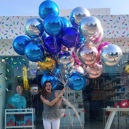 PartyWoo Metallic Gold Foil Balloons 20pcs Different Sizes Pack of 22 15 10 Inch Large Round Foil 4D Inflatable Mirror Ball Mylar Balloons for Graduation Birthday Baby Shower Party Decorations