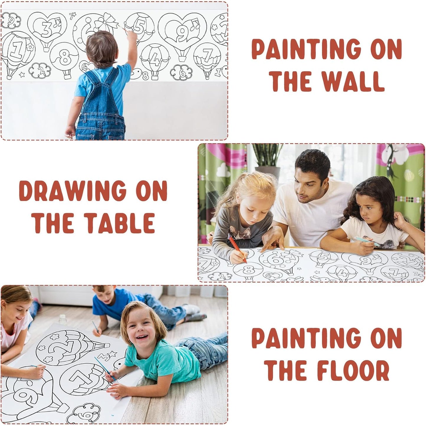 2PCS Children's Drawing Roll, Coloring Paper Roll for Kids Gift, 120 * 11.8 Inches DIY Painting Drawing Paper Roll, Sticky Drawing Paper Roll, Early Educational Toys for Kids (Animal World)