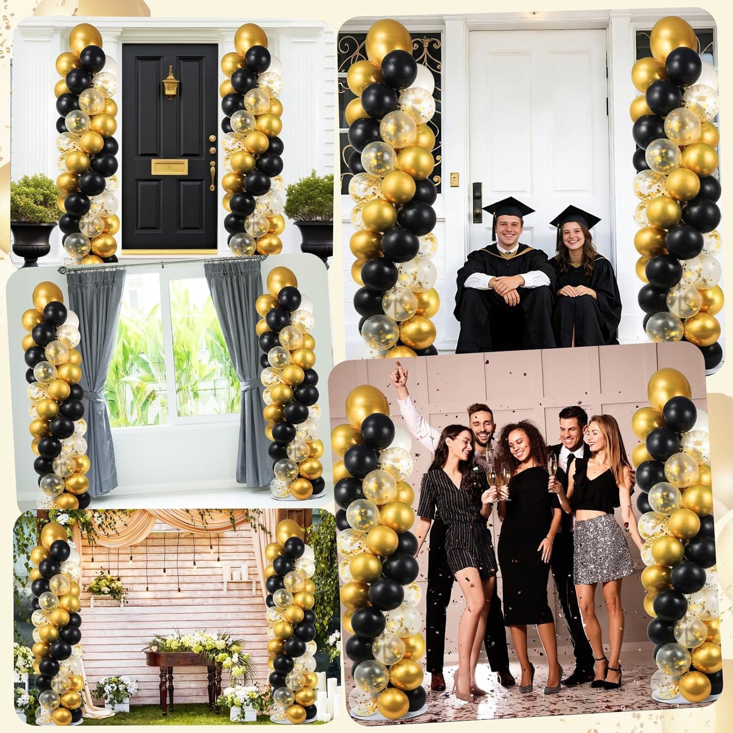 2 Sets Balloon Column Stand Kit with 100 Balloons Adjustable Balloon Tower Stand with Bases for Floor Balloons Column Kit for 2026 Graduation Birthday Appreciation Party Decor Navy Blue and Silver