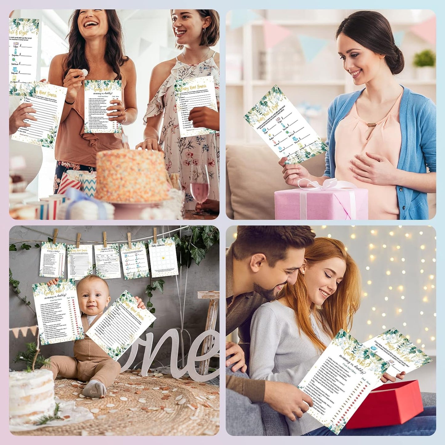 Yinder 145 Pcs Baby Shower Games Activities Cards with 20 Pencils Includes Baby Bingo Description and Wishes Guess Who Price is Right Word Scramble Game(Here Comes the Son)