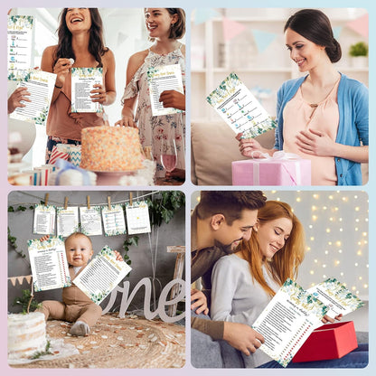 Yinder 145 Pcs Baby Shower Games Activities Cards with 20 Pencils Includes Baby Bingo Description and Wishes Guess Who Price is Right Word Scramble Game(Here Comes the Son)