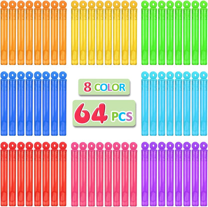 Bubble Wands Party Favors Pack of 64, Mini Neon Bubble Wands | Odor-Free Non-Toxic Kids’ Bath Toy/Birthday Treats Bubble Maker Toys for Kids | Outdoor Summer Events & Celebration Toy Gift