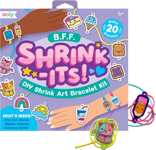 Ooly x Peanuts Snoopy 34 PC DIY Shrinking Art Kit for Kids with Markers, 20 Plastic Pre Cut Charms and More, No Mess Creative Activity Jewelry Making Kit
