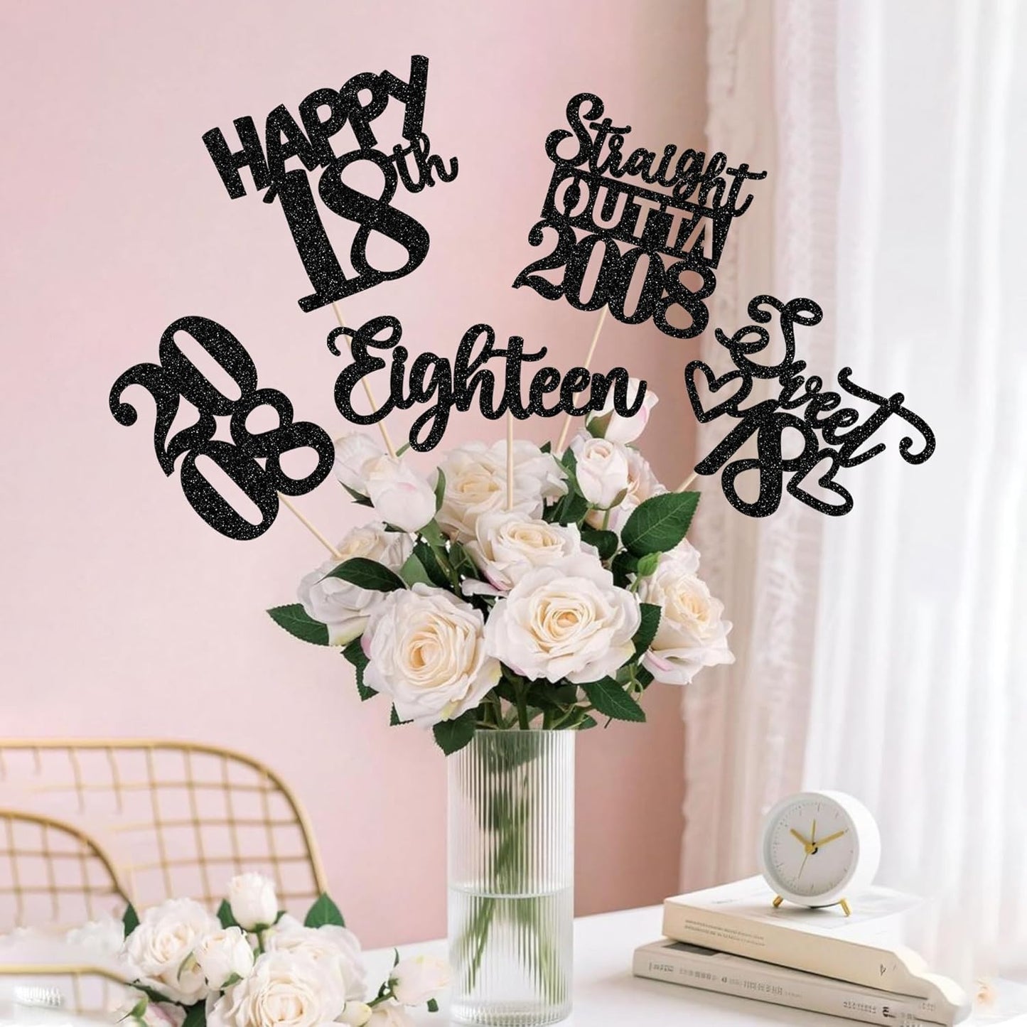 15 PCS 50th Birthday Centerpiece Sticks Fifty Happy 50th Straight Outta 1976 Table Flower Centerpieces Sticks Cheers to 50 Floral Decorations for 50th Birthday Party Centerpieces Supplies Black