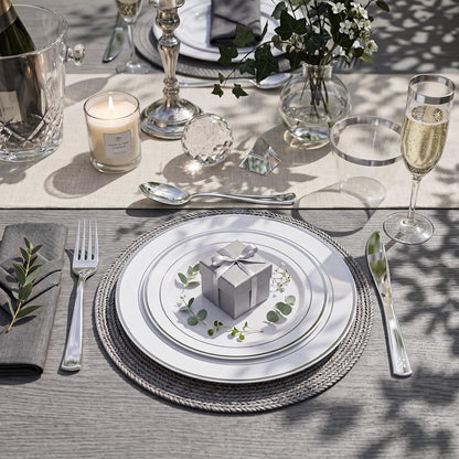 350 Pieces Black and Gold Plastic Plates with Disposable Silverware, Include 50 Dinner Plates 9”, 50 Dessert Plates 6.3”, 50 Black Cups 9 OZ, 50 Pre Rolled Napkins for Wedding Party Graduation