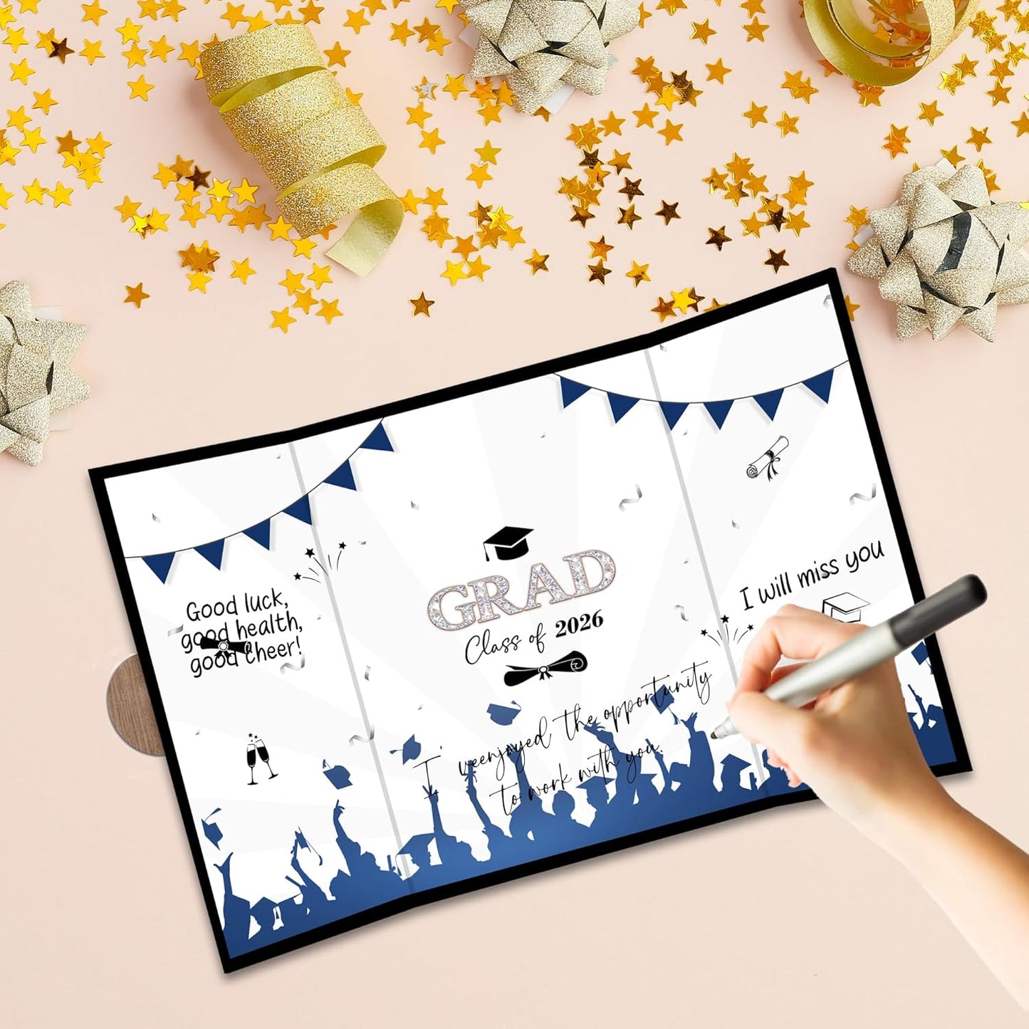 Class of 2026 Graduation Guest Book - 18''x 12'' Minimalist Graduation Signature Book - High School College Guest Book Alternative Signature Board Card - Grad Party Decor & Supplies-A05