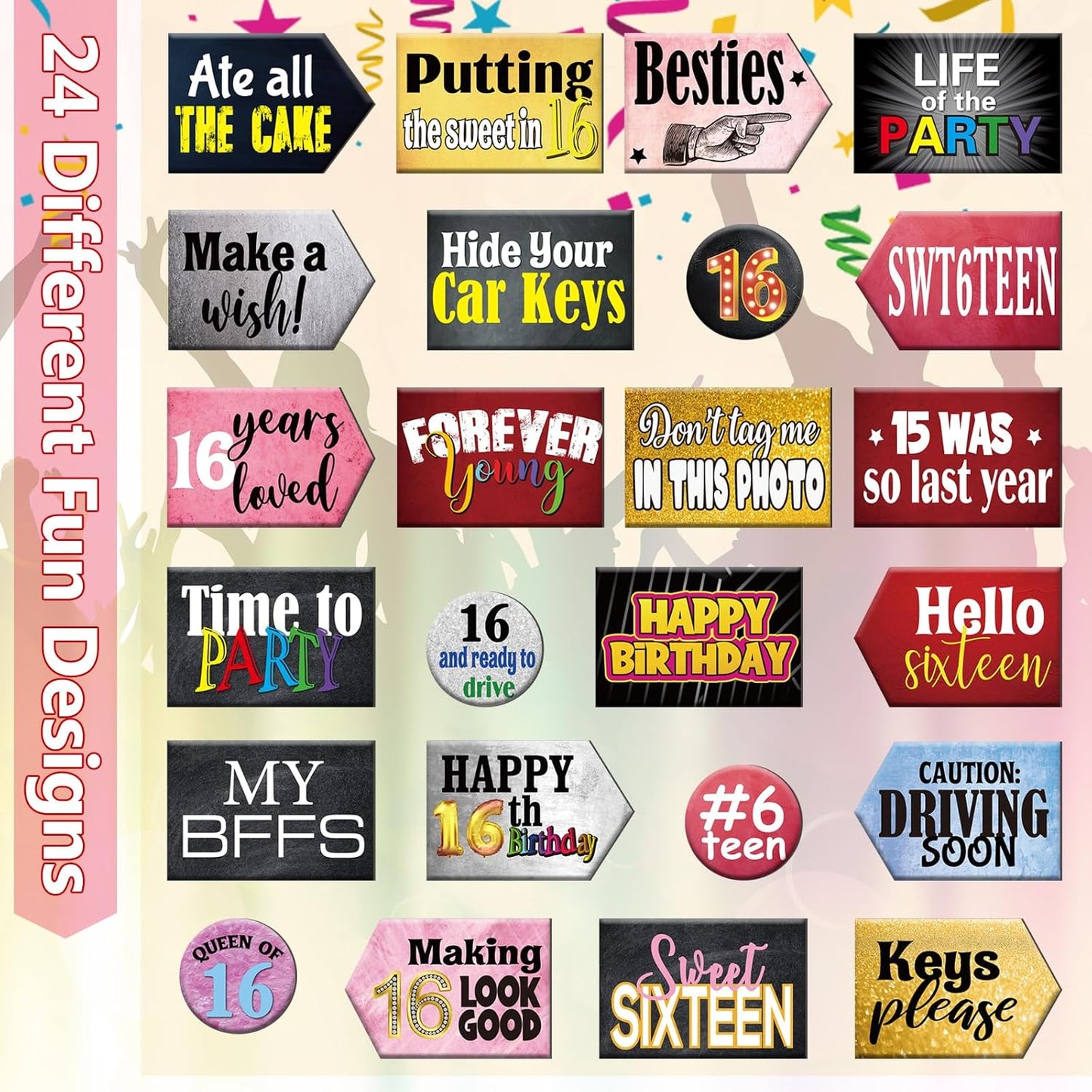 Beeveer 24 Design Wedding Arrow Photo Booth Props Selfie Props Kit with Double Sided Count PVC Photo Booth for Wedding Party Decorations Bridal Shower Engagement Supplies