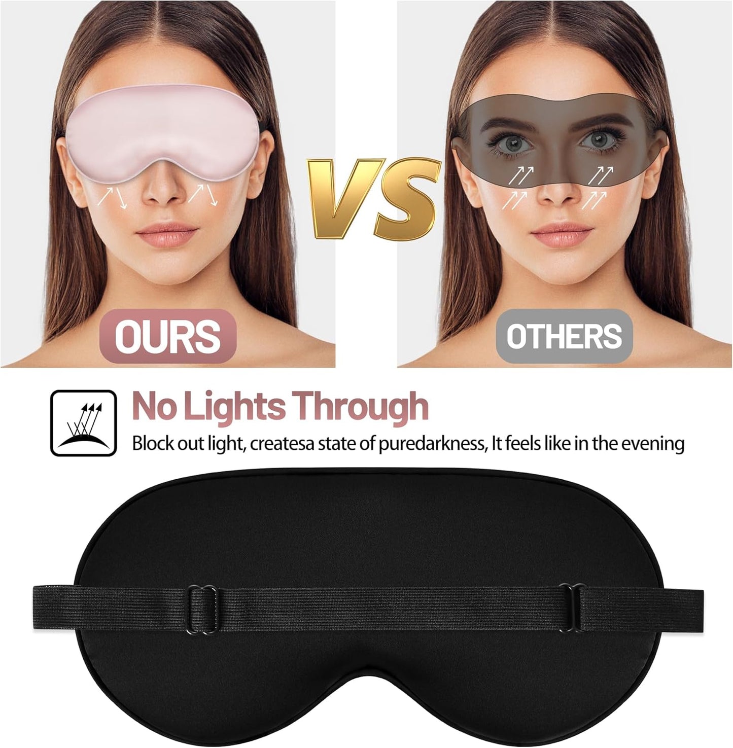 Silk Eye Mask with Adjustable Strap, Satin Blackout Sleeping Mask for Men&Women, Comfortable Blindfold Eyeshade for Night Sleep(Blue)