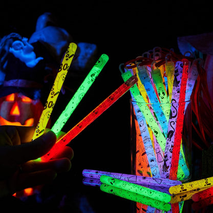 JOYIN 30 Pcs Halloween Glow Sticks Bulk Party Pack, Hanging Wands in 8 Design, 6 Color Light Up Stick for Kid Glow in The Dark Halloween Party Favor Supplies, Goodie Bag Filler, Trick or Treating Gift