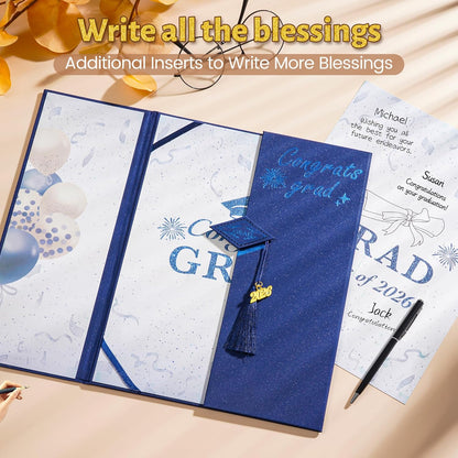 Graduation Decorations 2026 Pink,Graduation Guest Book,Autograph Book with Tassel Class of 2026 Graduate Party Decorations,Graduation Signature Guest Book