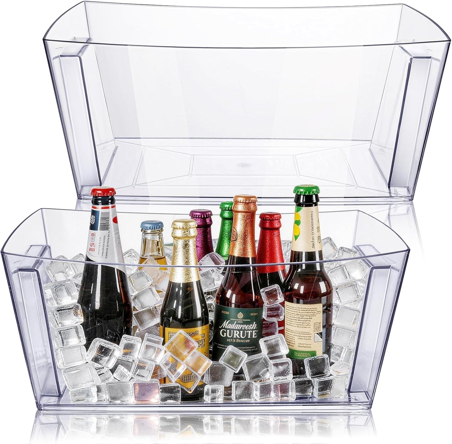 2 Pack Ice Bucket for Parties, 11.5L Large Champagne Bucket Wine Cooler, Plastic Beverage Tub Drink Bucket for Beer Cocktail Mimosa Bar, Commercial Drink Cooler for Wedding Events (15.7x11.8x6.7 in)