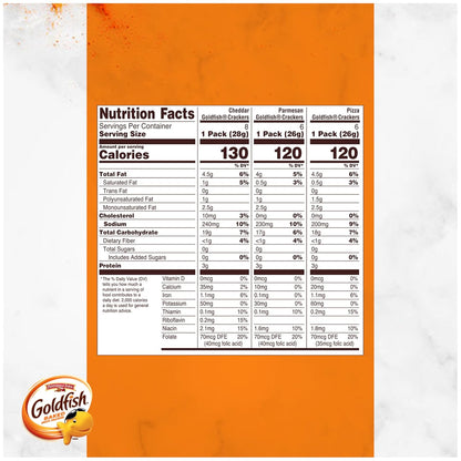 Goldfish Crackers Big Smiles Variety Pack with Cheddar, Colors, and Pretzels, Snack Packs, 30 Ct