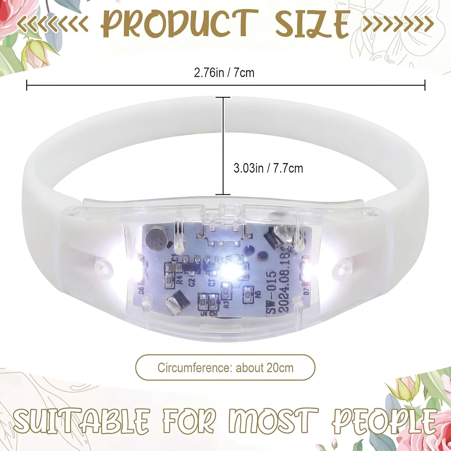 JellyArch 16 Pcs LED Glow Bracelets, Sound Activated LED Bracelets, Music Control Glow in The Dark Party Favors for Wedding, Raves, Concert, Camping, sporting Events, Party (Radiant Colors)