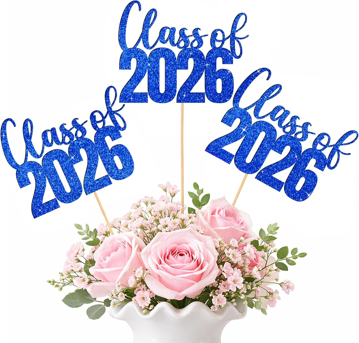Class of 2026 Centerpieces Sticks for Graduation, 16 Pcs Graduation Decorations Cake Toppers, Graduation Theme Party Decorations Supply(BG)