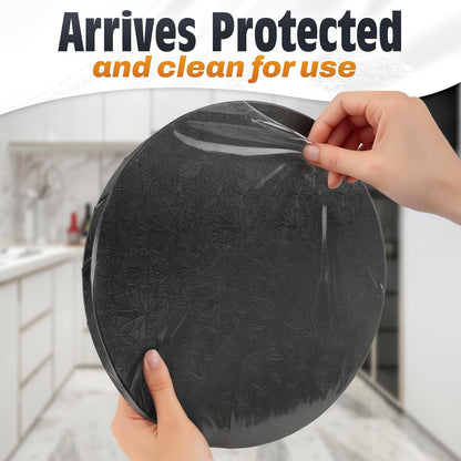 12 Inch Cake Drum, Black Cake Board for Picture-Ready Celebration Cakes, 1/2 Inch Thick Round Cardboard Base with Grease & Moisture Resistant Surface and Decorative Pattern for Parties and Weddings