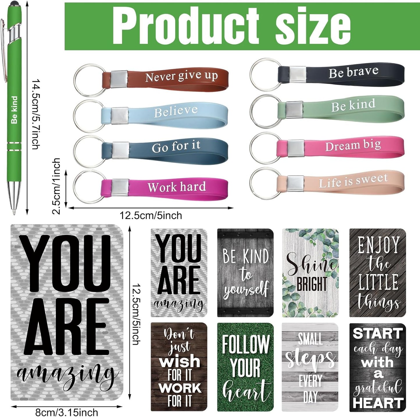 PerKoop 48 Pcs Inspirational Gifts Bulk Motivational Notepads Ballpoint Pens Keychains Set Modern Farmhouse Journal Notebooks Christian Gifts for Teachers School Office Party Favor Supplies