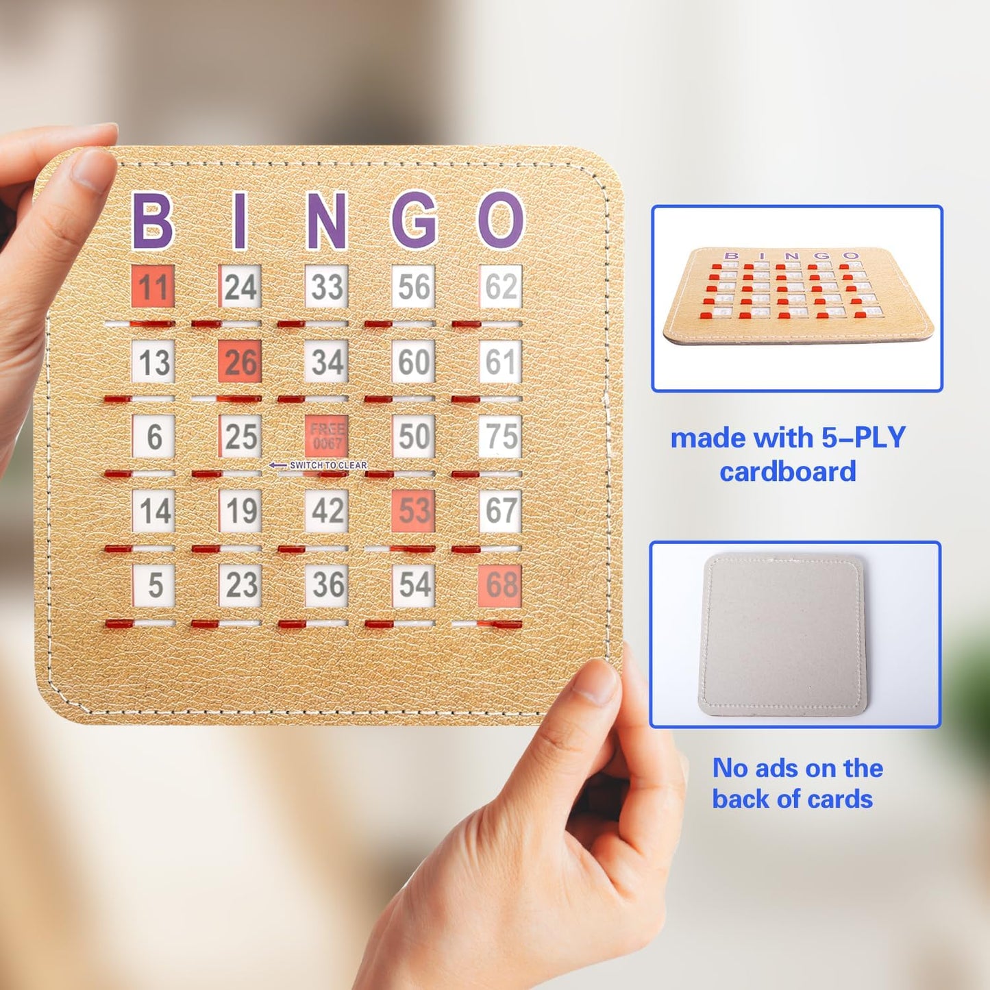 GSE Games & Sports Expert Finger-Tip Bingo Master Board with Sliding Windows, Bingo Cardboard Calling Card