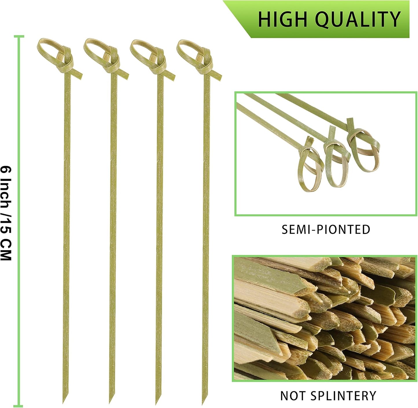 200 PCS Cocktail Picks, 4.7 Inch Toothpicks for Appetizers, Natural Bamboo Knot Skewers, Mini Food Sticks, Fancy Tooth Picks for Drinks,Fruit,Charcuterie,Cocktail Garnish Accessories, Party Supplies