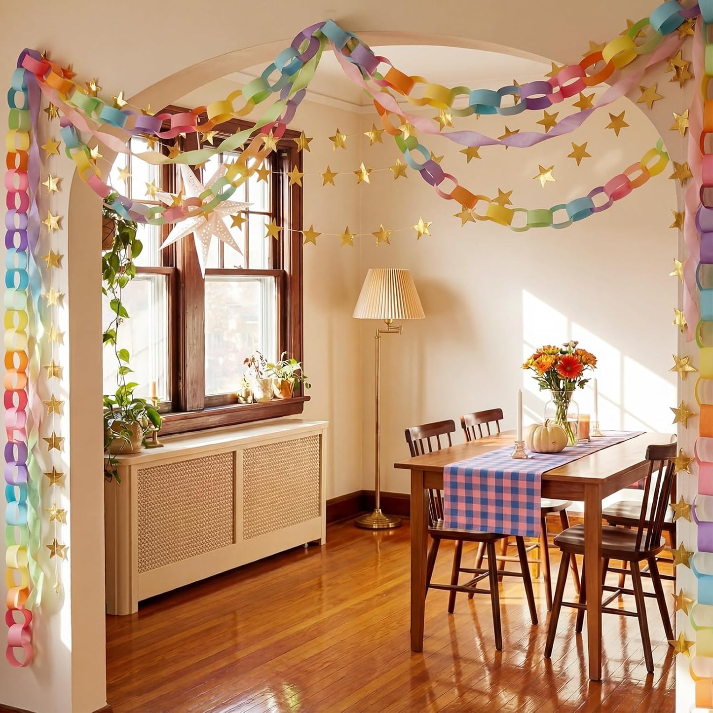 TaoBary Decorations Crepe Streamers Sheet Paper Strips Chain Garland Star Hanging for Party Birthday Wedding Decor(600,Pastels,Same Size)