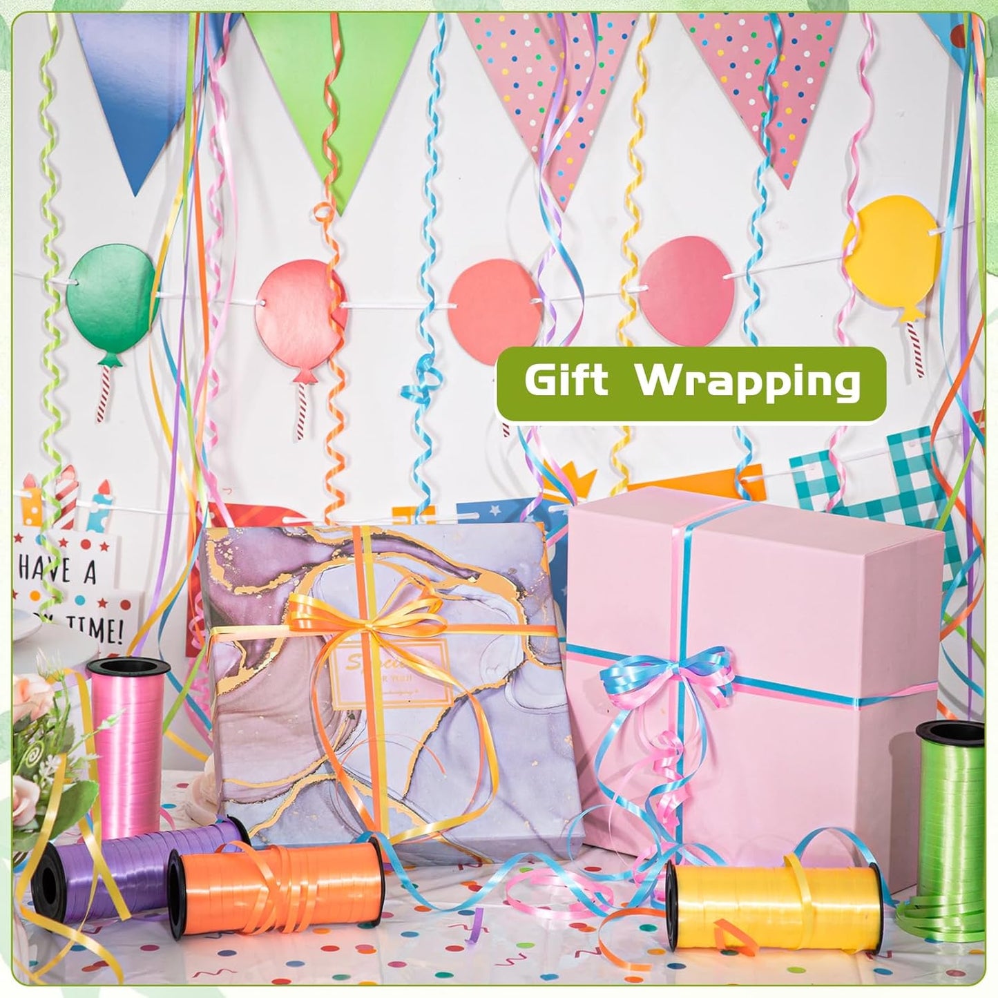 woric 6 Rolls Curling Ribbon Spring Easter Ribbon 1800 Feet Colorful Balloon String Ribbons 1/5 Inch Thin Ribbons for Arts Crafts Spring Mothers Day Graduation Wedding Birthday Party Gift Wrapping