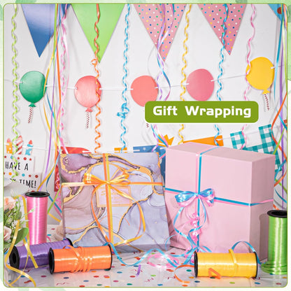 woric 6 Rolls Curling Ribbon Spring Easter Ribbon 1800 Feet Colorful Balloon String Ribbons 1/5 Inch Thin Ribbons for Arts Crafts Spring Mothers Day Graduation Wedding Birthday Party Gift Wrapping