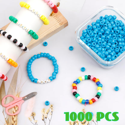1000Pcs Glow in The Dark Pony Beads 9mm Plastic Kandi Beads Bulk for Friendship Bracelet Necklace Craft Jewelry Making Beads for Hair Braids 9 Color