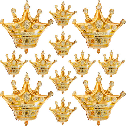 HILAVO Crown Balloons, Large Gold Foil Crown Balloons Gold Crowns Decoration for King and Queen Party Royalty Birthday Wedding Party Baby Shower Decorations Supplies