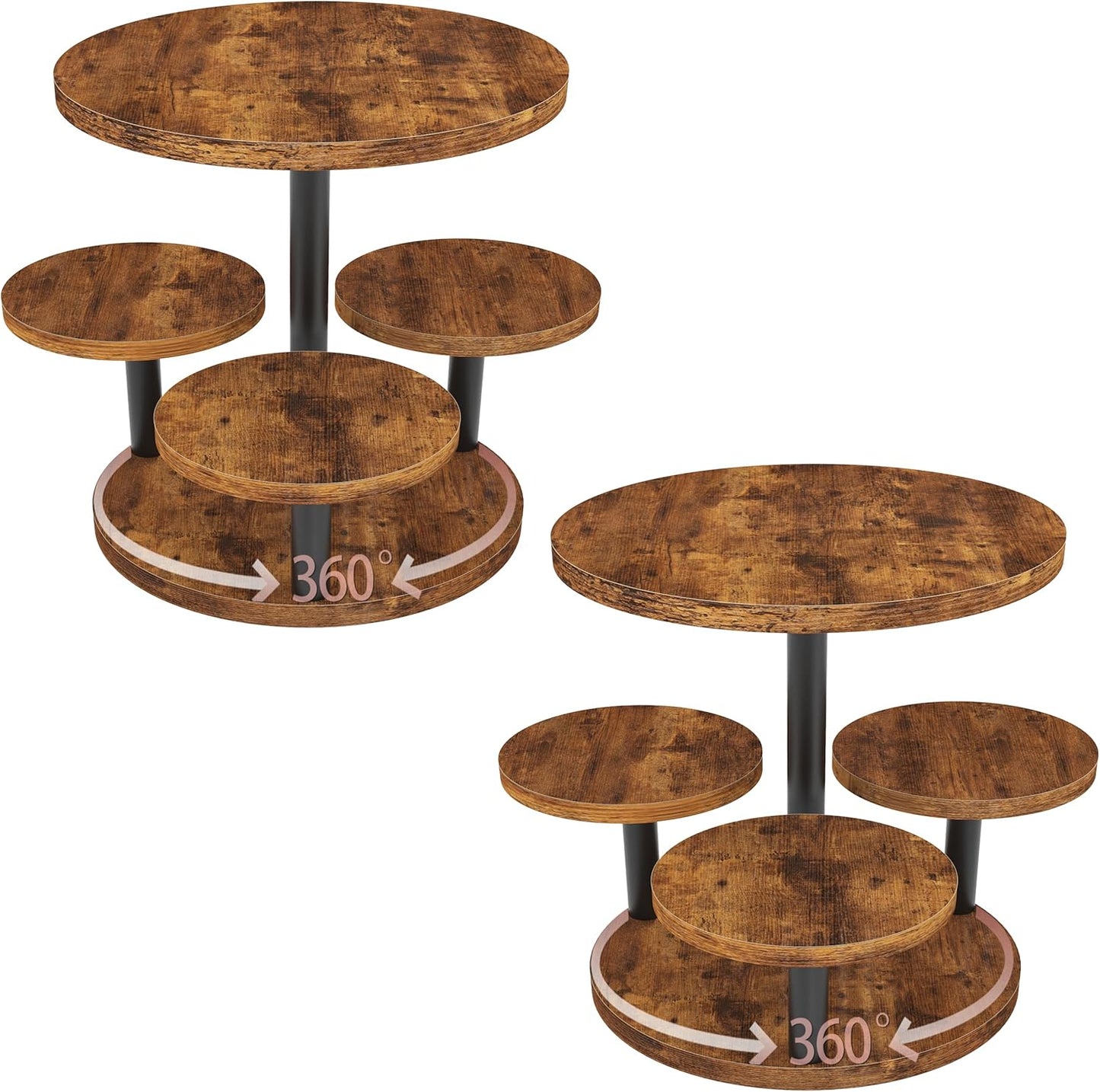 Cupcake Stand, Rotatable Cupcake Stand, Rustic Industrial Wood Cake Stand Cupcake Tower, Dessert Table Display Set Tiered Tray Stand, Round Serving Tray Cake Stands for Party Wedding Birthday
