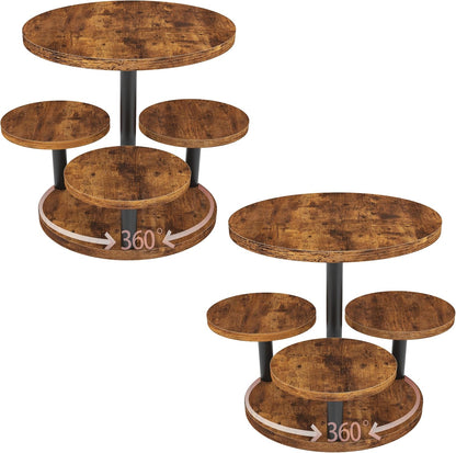 Cupcake Stand, Rotatable Cupcake Stand, Rustic Industrial Wood Cake Stand Cupcake Tower, Dessert Table Display Set Tiered Tray Stand, Round Serving Tray Cake Stands for Party Wedding Birthday