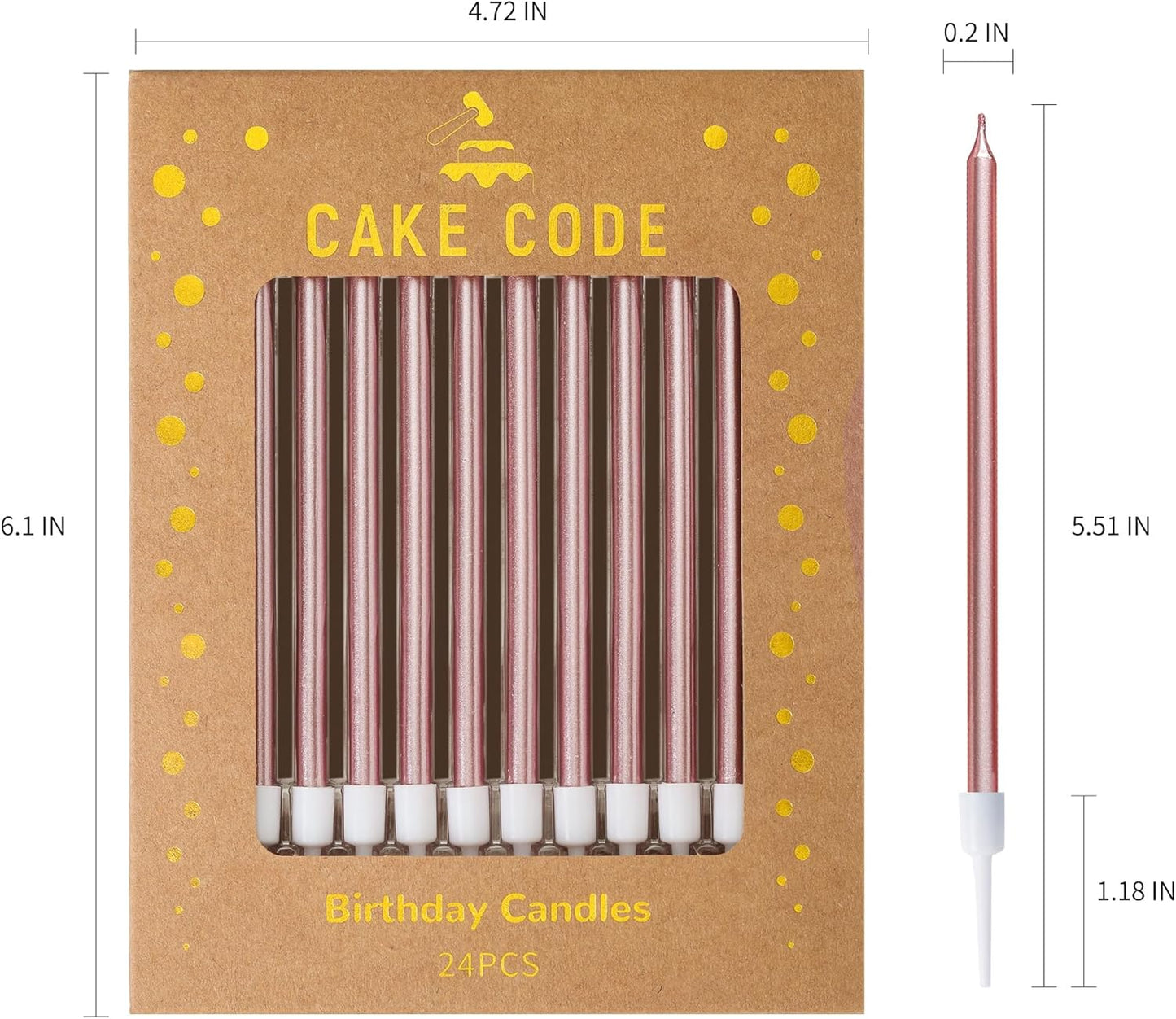 Pink Gold Long Thin Birthday Candles, Cake Candles, Birthday Parties, Wedding Decorations, Party Candles