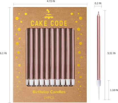 Pink Gold Long Thin Birthday Candles, Cake Candles, Birthday Parties, Wedding Decorations, Party Candles