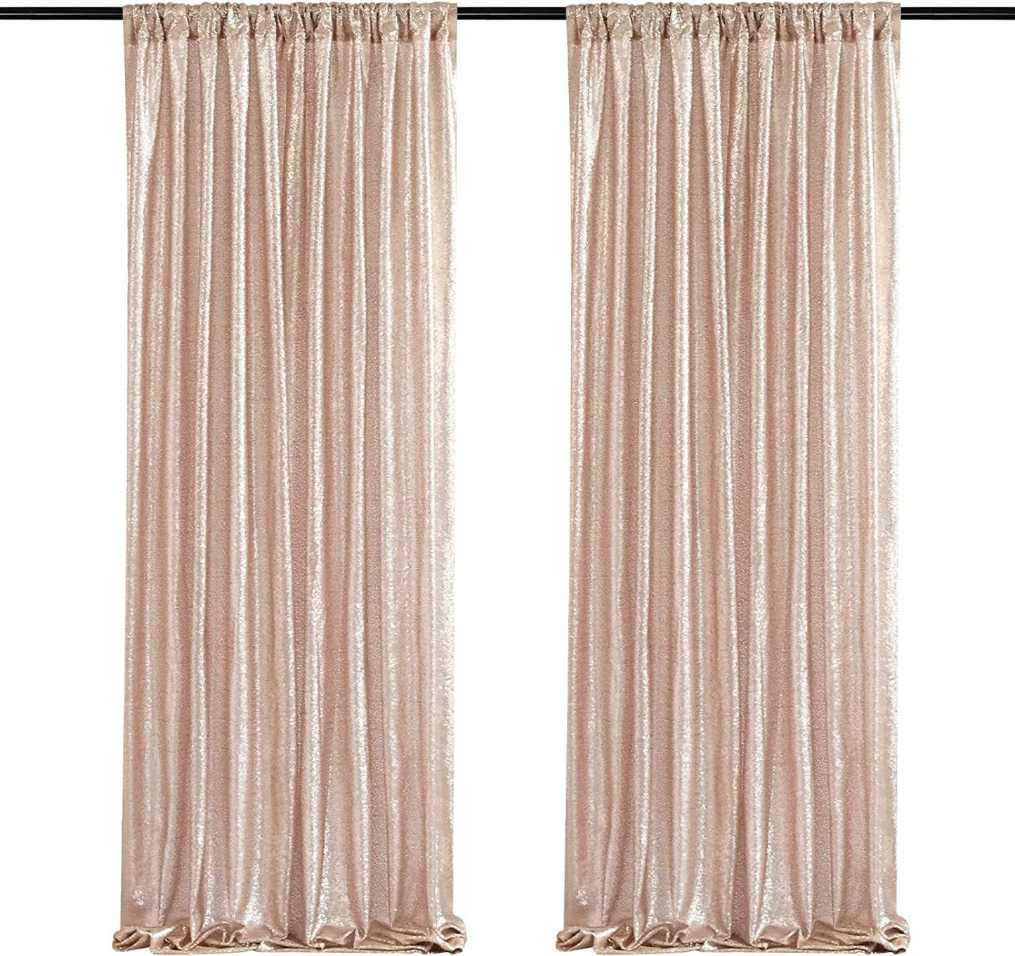 Poise3EHome Black Sequin Backdrop Curtains, 2 Panels 2FTx8FT Glitter Photo Booth Backdrop for Halloween Birthday Bachelorette Wednesday Twilight Party Decorations