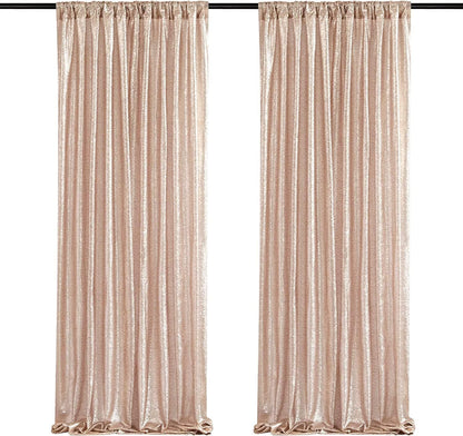 Poise3EHome Black Sequin Backdrop Curtains, 2 Panels 2FTx8FT Glitter Photo Booth Backdrop for Halloween Birthday Bachelorette Wednesday Twilight Party Decorations