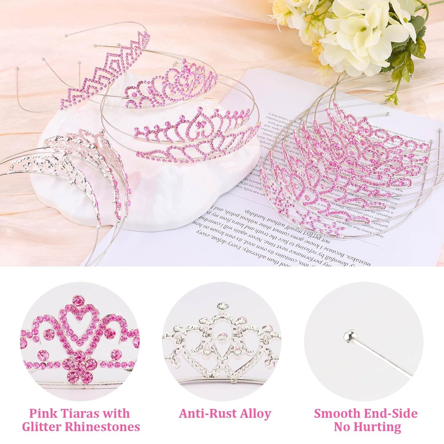 16 Pcs Tiaras Crowns Headbands for Women Girls Silver Princess Tiara Bulk Crown Tiaras Rapunzel Crown for Wedding Birthday Crystal Tiara for Prom, Bride, Pageant, Halloween