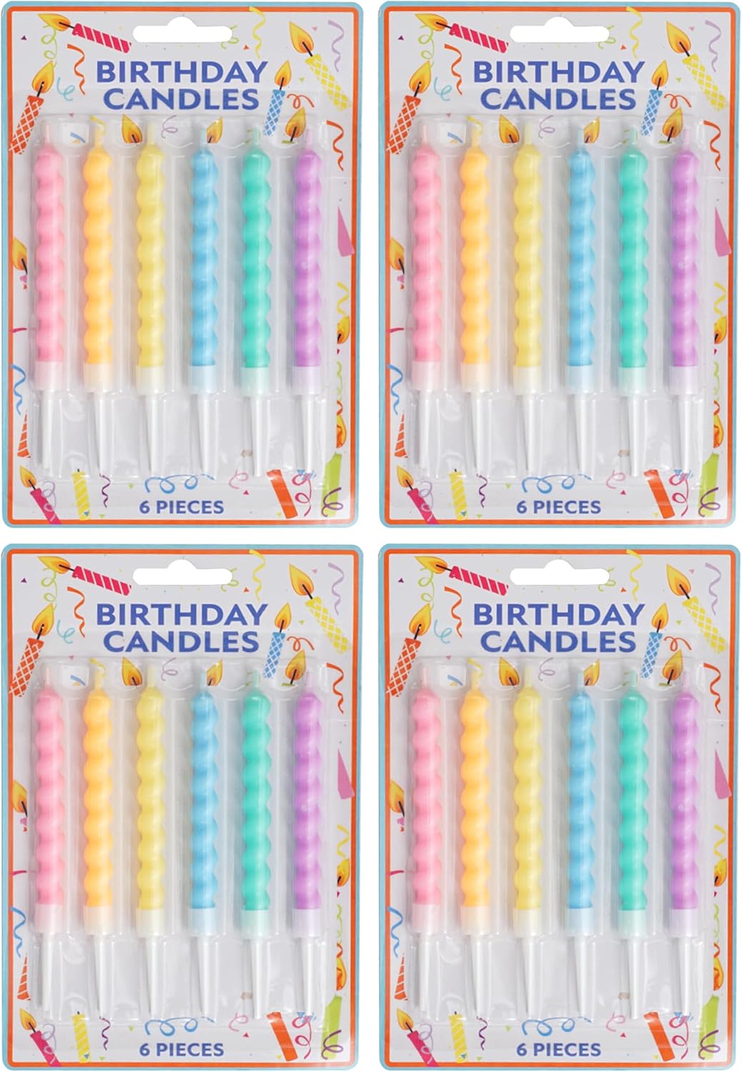 72-Count Birthday Candles Multicolored Spiral, Birthday Candles for Cake, Cupcake Candles, Party Celebration