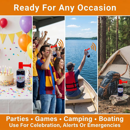 12 Air Horn Small Noise Maker Handheld Air Pump Horn Loud Noise Maker for Parties, Birthdays, Special Events, Sports, Safety, Games, Camping, Graduation, Boating