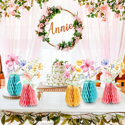 SUNBEAUTY 9PCS Spring Wildflower Party Decorations Wild Flowers Honeycomb Centerpieces for Tables Wildflower Birthday Spring Flower Theme Party Decorations for Garden Baby Shower, Easter, Mothers Day