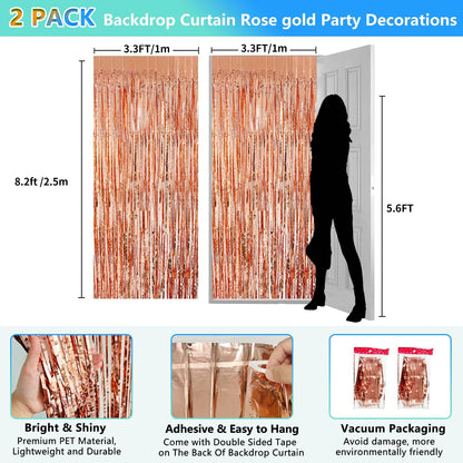 2 Pack Foil Curtain Backdrop Curtains Silver Tinsel Door Streamers Birthday Party Decorations Photo Booth Props for Disco Party Graduation Wedding Baby Shower Bachelorette Christmas Gender Reveal