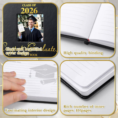 Geyoga 2026 Graduation Guest Book with Pen, 144 Pages Class of 2026 Graduation Party Guest Sign in Book Memory Scrapbook for High School Senior Nights College Grad Gifts, 6 x 8 Inch(Black)