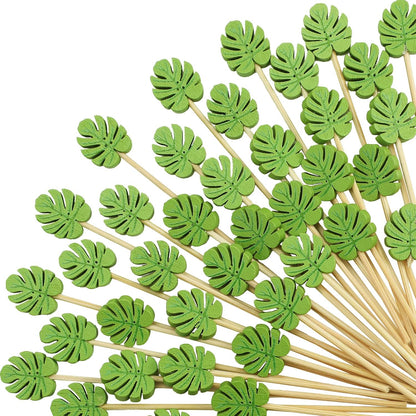 WILLBOND 200 Pcs Tulip Cocktail Picks Long Toothpicks for Appetizers Summer Cocktail Skewers Disposable Fancy Bamboo Food Sticks for Summer Spring Holiday Birthday Party Decoration