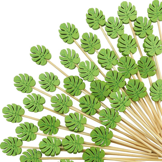 WILLBOND 200 Pcs Tulip Cocktail Picks Long Toothpicks for Appetizers Summer Cocktail Skewers Disposable Fancy Bamboo Food Sticks for Summer Spring Holiday Birthday Party Decoration