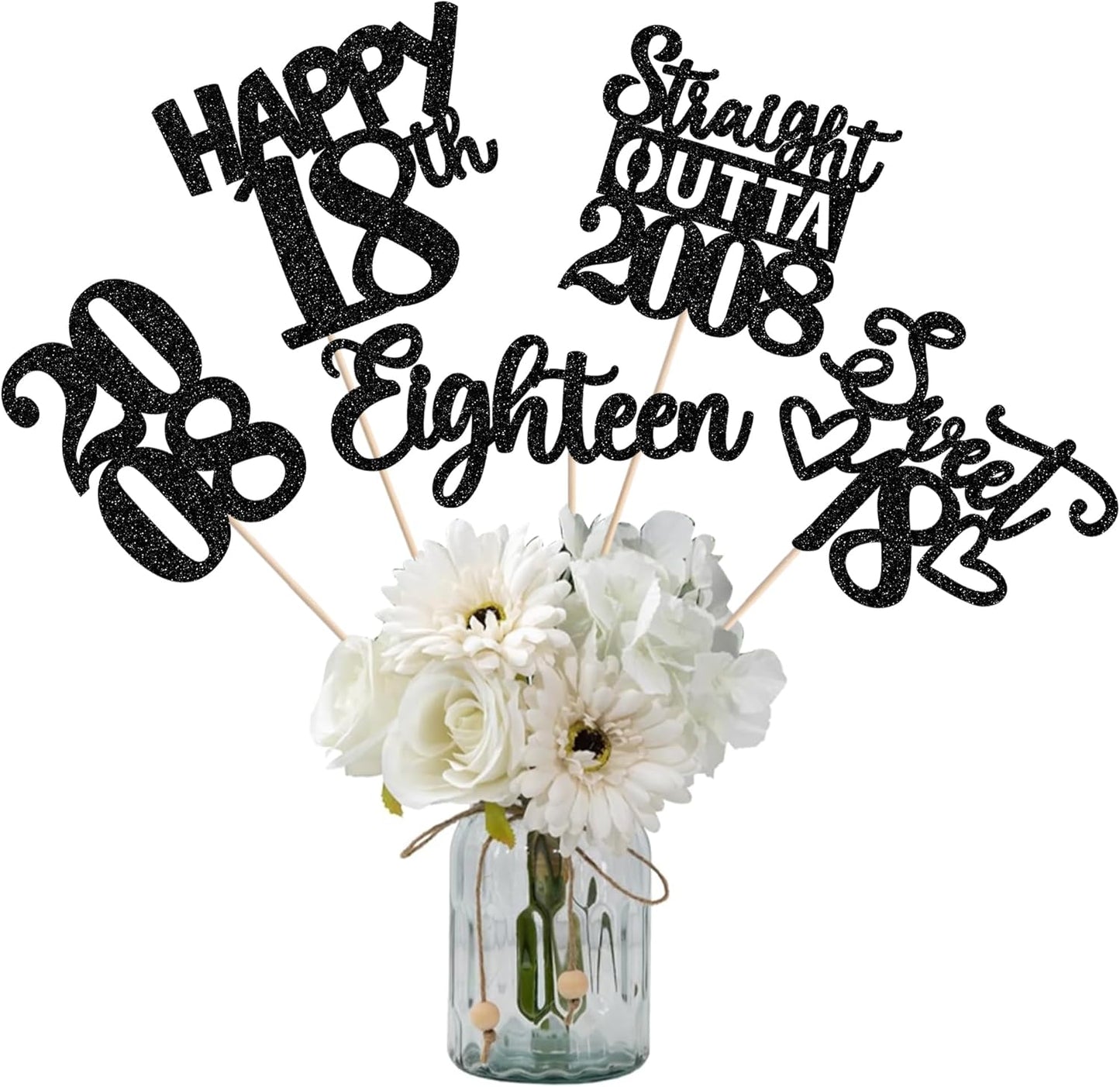 15 PCS 50th Birthday Centerpiece Sticks Fifty Happy 50th Straight Outta 1976 Table Flower Centerpieces Sticks Cheers to 50 Floral Decorations for 50th Birthday Party Centerpieces Supplies Black