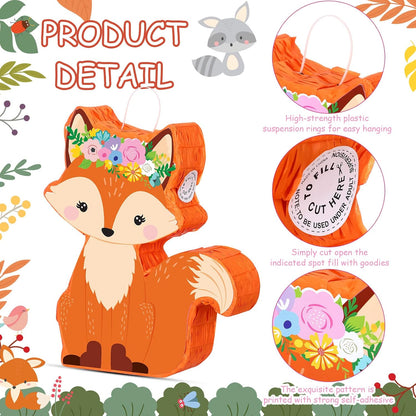 Fox Pinata Woodland Theme Birthday Decorations Pinata Include Stick Blindfold Confetti Woodland Fox Themed Birthday Party Supplies for Party Decor