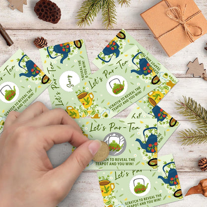 Let's Par Tea Theme Funny Party Game Scratch Off Cards 32Pcs, Lady Tea Party Holiday Event Raffle Tickets, Lottery Game for Group Activity Engagement Bachelorette Party Game, Bridal Shower