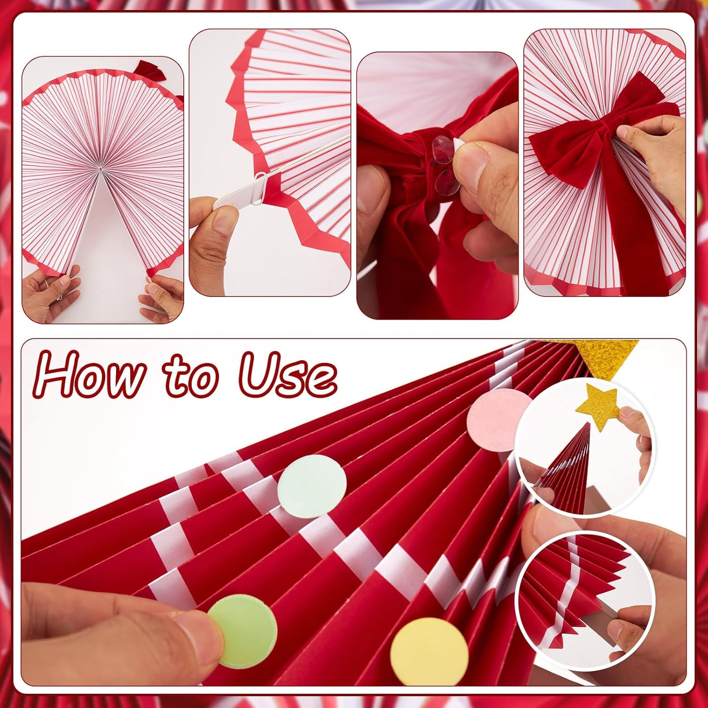 Easy Joy Paper Leaves Decorations for Wall Paper Fans Classroom Decoration Leaves Backdrop Decor Wall Decor,Set of 9