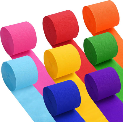 Oubest Crepe Paper Streamers 2.2 Inch x 656 Feet Ideal Party Supplies & Decorations for Birthdays Baby Showers Bachelorettes Weddings DIY, 8 Rolls Pastel Streamers Backdrops, Doorway & Wall Decor